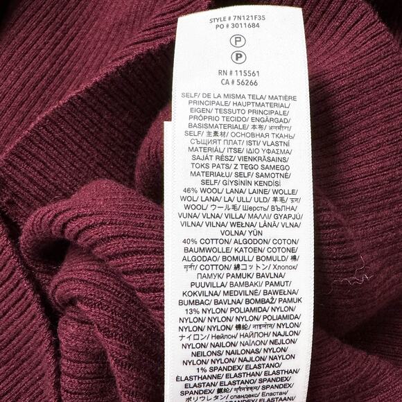 7 For All Mankind Wool Blend Boat Neck Ribbed Knit Sweater Top Burgundy XL NWT - Picture 9 of 11